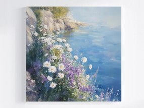 Poszter Tájkép Tenger Tengerpart Virágok Margaréták Rét 40x40