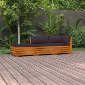 vidaXL 3 részes tömör akácfa kerti ülőgarnitúra párnákkal