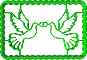 Prémium Mézeskalács lyukasztó keksz Valentin Nap Karikagyűrű Galambok 8cm