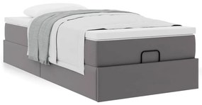 Ottomán ágykeret matraccal Szürke 90x200cm műbőrrel
