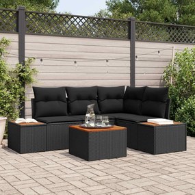 vidaXL Kerti Kanapé Szett párnával tárolóval 4 pcs Fekete Polyrattan