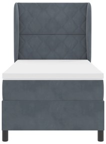 Boxspring Ágy Matraccal Sötétszürke 90x200 cm Bársony