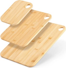 3x Konyhai Élelmiszer Vágódeszka Bambusz Fa Deszka Szett