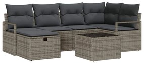 Kerti Kanapé Szett 7 pcs Szürke 232 x 122 x 85 cm Poli rattan
