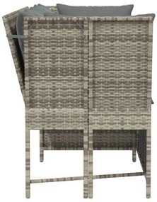 Világosszürke polyrattan kerti kanapé párnával