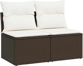 vidaXL 2 részes barna polyrattan akácfa kerti ülőgarnitúra párnákkal