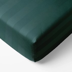 Goldea körgumis damaszt lepedő - sötétzöld csíkos 160 x 200 cm