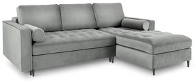 Santo világosszürke kinyitható bársony sarokkanapé, jobb oldali - Milo Casa