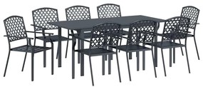 vidaXL Kert étkező szett 9 pcs Antracit Porfestett acél
