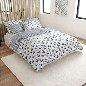 Pamut ágynemű NAVYSTA POLY kék-fehér Ágyneműhuzat mérete: 70 x 90 cm | 140 x 200 cm