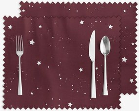 Goldea karácsonyi viaszosvászon reggeliző alátét - csillagok bordón - 2db 30 x 40 cm
