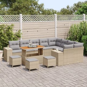 Kerti Kanapé Szett párnával 13 pcs Beige és Világosszürke