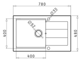 Pyramis 70083801 - SPARTA PLUS LUX 78x48 cm gránit konyhai mosogató, szürke