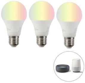 Okos készlet 3 db E27 RGBW LED izzó A60 9W 800lm 2200-4000K