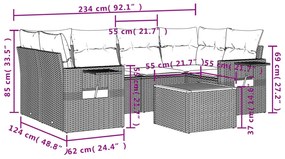 7 részes vegyes bézs polyrattan kerti ülőgarnitúra párnákkal