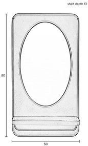 Fali tükör polccal 50x80 cm Pascal – White Label