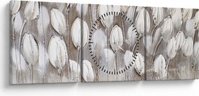Kép - Strukturált tulipánok (órával) (90x30 cm)