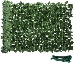 Outsunny Mesterséges Sövény Privátszűrő Dekorációs Tekercs 3L x 1H m Valódi Bükk Levél Anti-UV, Selyem Levél, Sötétzöld | Aosom