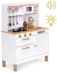 Gyermek fakonyha kiegészítőkkel, hangokkal és LED világítással