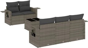 vidaXL 6 részes szürke polyrattan kerti ülőgarnitúra párnákkal