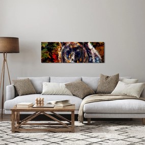 Kép - Medve, festmény (órával) (90x30 cm)
