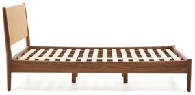 Sötétbarna diófa franciaágy ágyráccsal 180x200 cm Elan – Kave Home