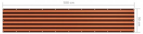 narancssárga-barna oxford-szövet erkélyparaván 90 x 500 cm