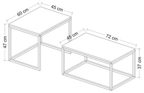 Dohányzóasztal szett Lika (fekete). 1073006