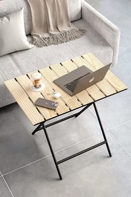 Fém laptop asztal, bézs-fekete, 58 cm