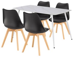 Ravena 4+1 étkező garnitúra fehér-fekete