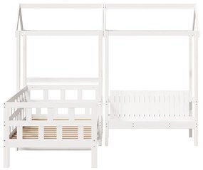 fehér tömör fenyőfa kanapéágyszett tetővel 80 x 200 cm