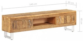 tömör újrahasznosított fa TV állvány 140 x 30 x 40 cm