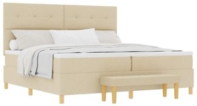 Boxspring Ágy Mattal és Pad Krém 200x200 cm Szövet