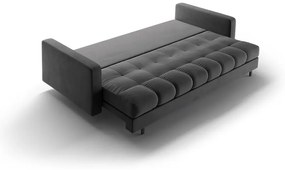 Sötétszürke bársony kinyitható tárolóhelyes kanapé 222 cm Bali – Cosmopolitan Design