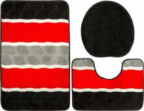 Fano 3 részes Fürdőszobaszőnyeg Szett Csúszásgátló Csíkos Levelekkel