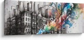 Kép - Ipari élet (órával) (90x30 cm)