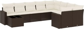 vidaXL 10 részes barna polyrattan kerti ülőgarnitúra párnákkal