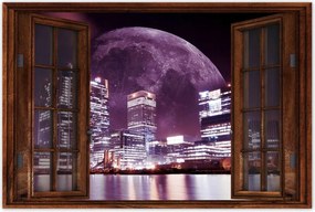 Poszterek 90x60 Lila város éjszaka