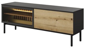 TV asztal/szekrény Lenge 150 (fekete + coast evoke tölgy). 1097468