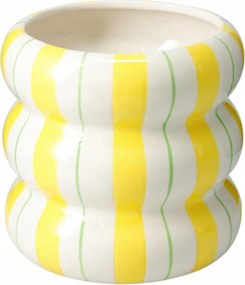 Fedő Kerámia Sárga Csíkos 14x13,5CM Dolomit kaspóhoz a Nappaliba