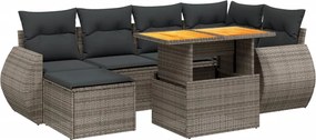 vidaXL 7 részes szürke polyrattan kerti ülőgarnitúra párnákkal