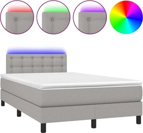 vidaXL világosszürke szövet rugós és LED-es ágy matraccal 120 x 200 cm