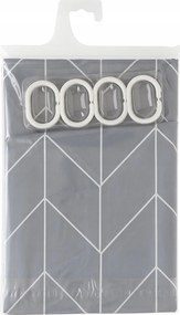 Zuhanyfüggöny 180x180 cm vízálló szürke halszálka kerekekkel