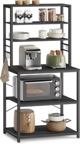 Konyhai állvány, álló polc, mikróállvány, szürke–fekete, 40×60×167 cm