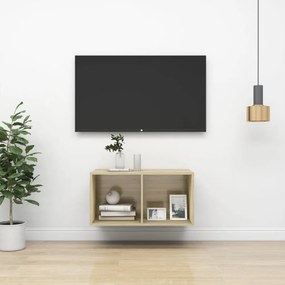 sonoma tölgy színű szerelt fa fali TV-szekrény 37 x 37 x 72 cm