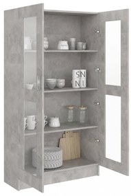 betonszürke szerelt fa vitrinszekrény 82,5 x 30,5 x 150 cm