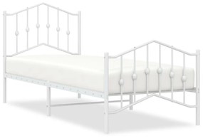 fehér fém ágykeret fej- és lábtámlával 90 x 200 cm