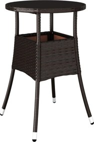 vidaXL barna polyrattan és edzett üveg kerti asztal Ø60 x 75 cm