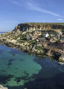 Poszter 20,5x28,4cm Popeye falu Gozo tengerpartján, Assaf Frank