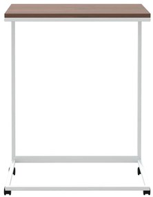 Fehér szerelt fa kisasztal kerekekkel 55x35x70 cm
